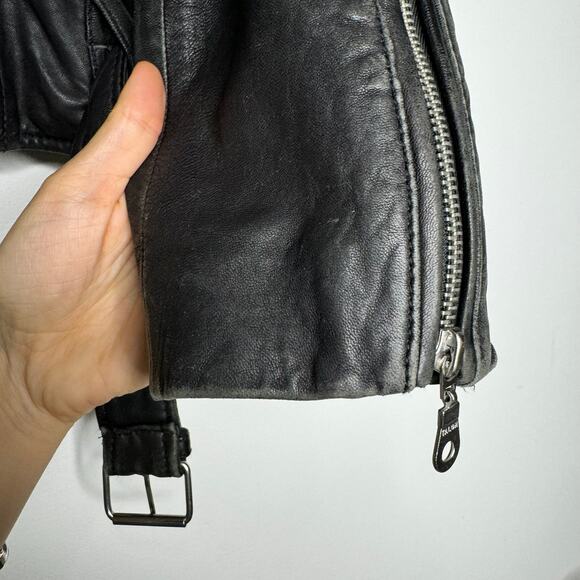 Lucky Brand Lamb Leather Moto Jacket Black Talon Zip Size Small - Picture 7 of 11